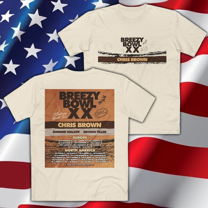 2025 Chris Breezy Bowl XX Tour 2 Side T-Shirt Gifts For Chris Brown Fans