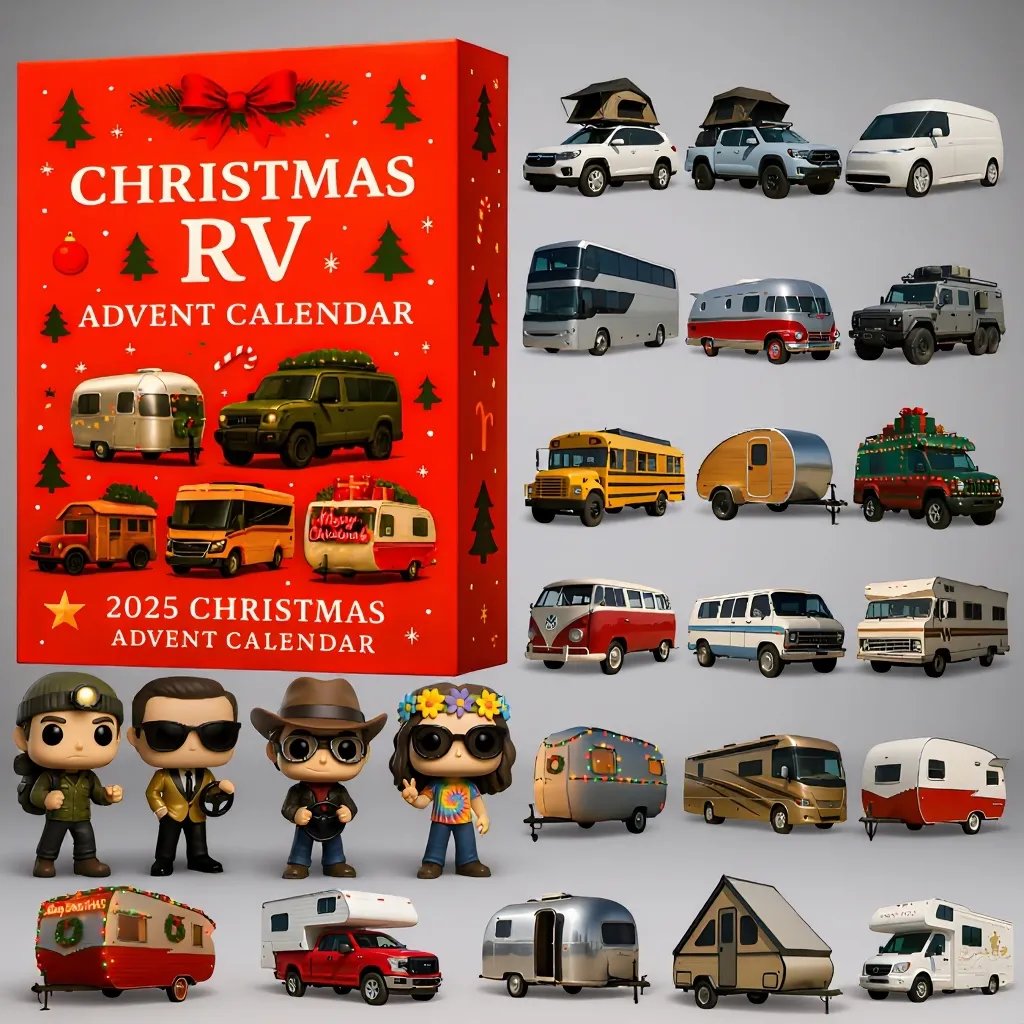 2025 Christmas Rv Advent Calendar Table Decor Christmas Countdown Xmas Gifts For Bus Lovers