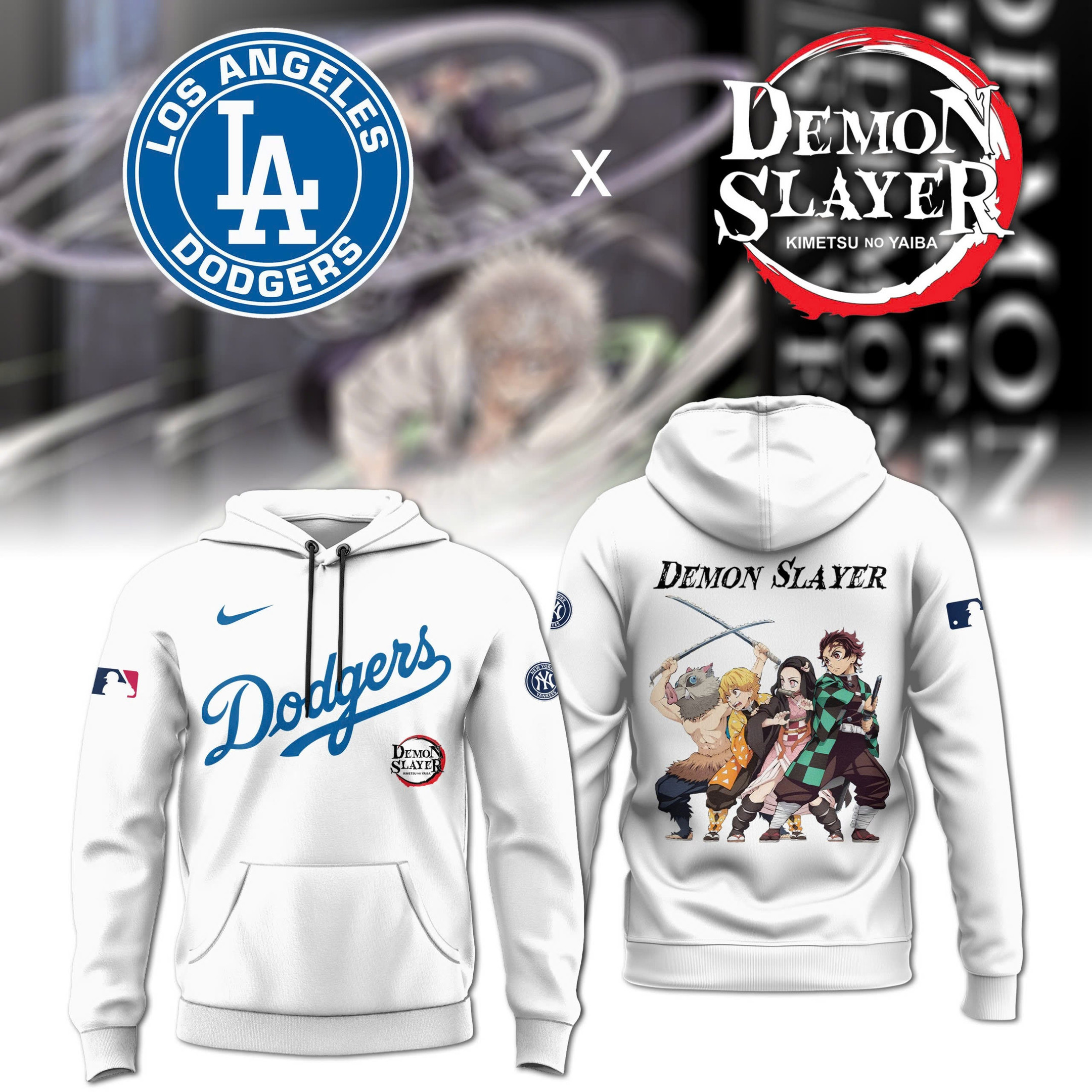 2025 Demon Slayer Los Angeles Dodgers Hoodie Gifts For Baseball Fans