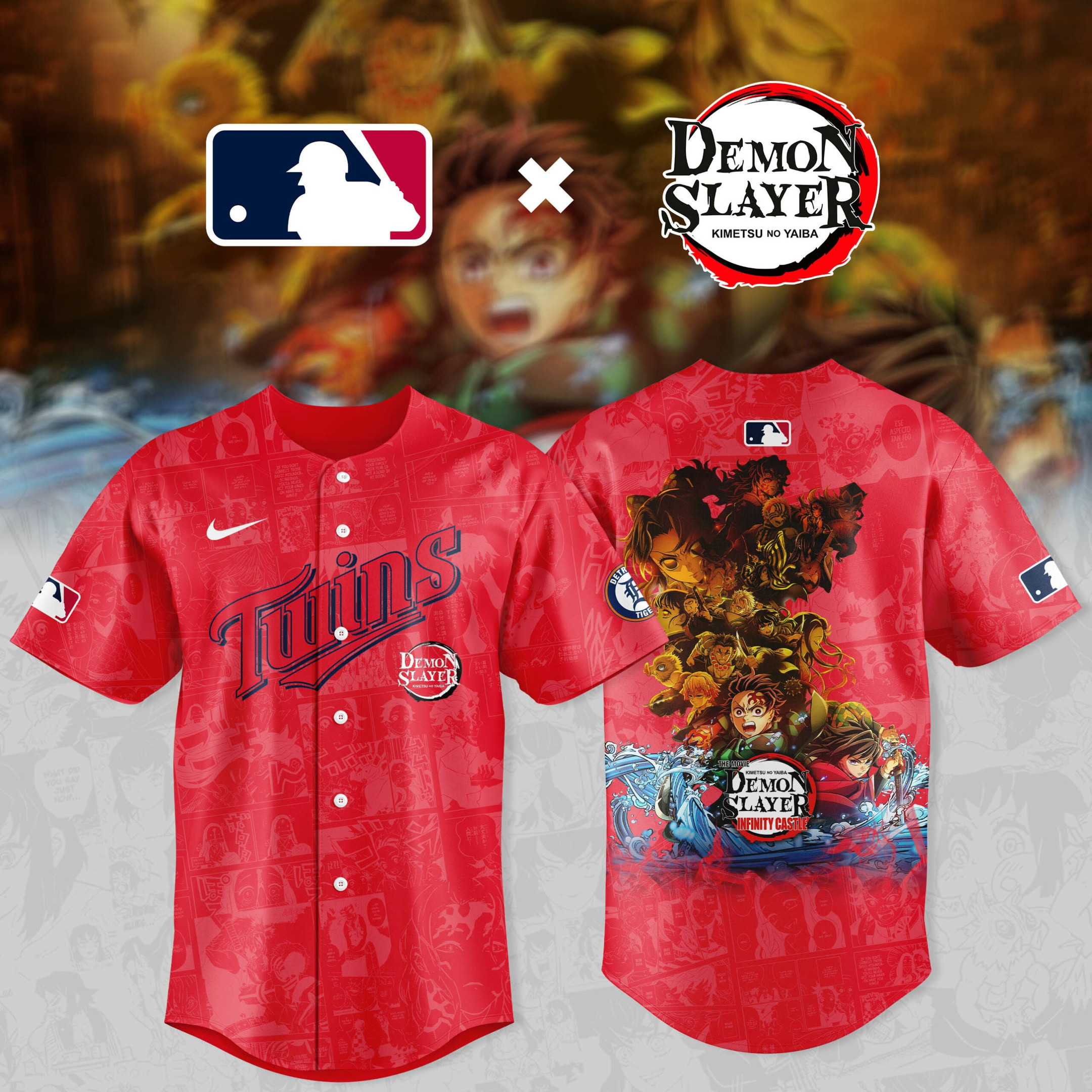 2025 Demon Slayer X Minnesota Twins Baseball Jersey Baseball Lover Gift Ideas