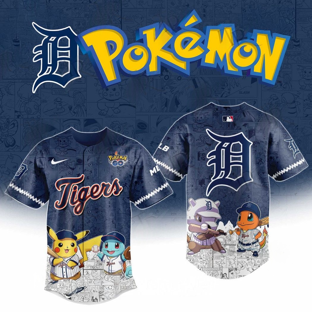 2025 Detroit Tigers Pokemon Go Special Edition Baseball Jersey Gifts For Baseball Fans