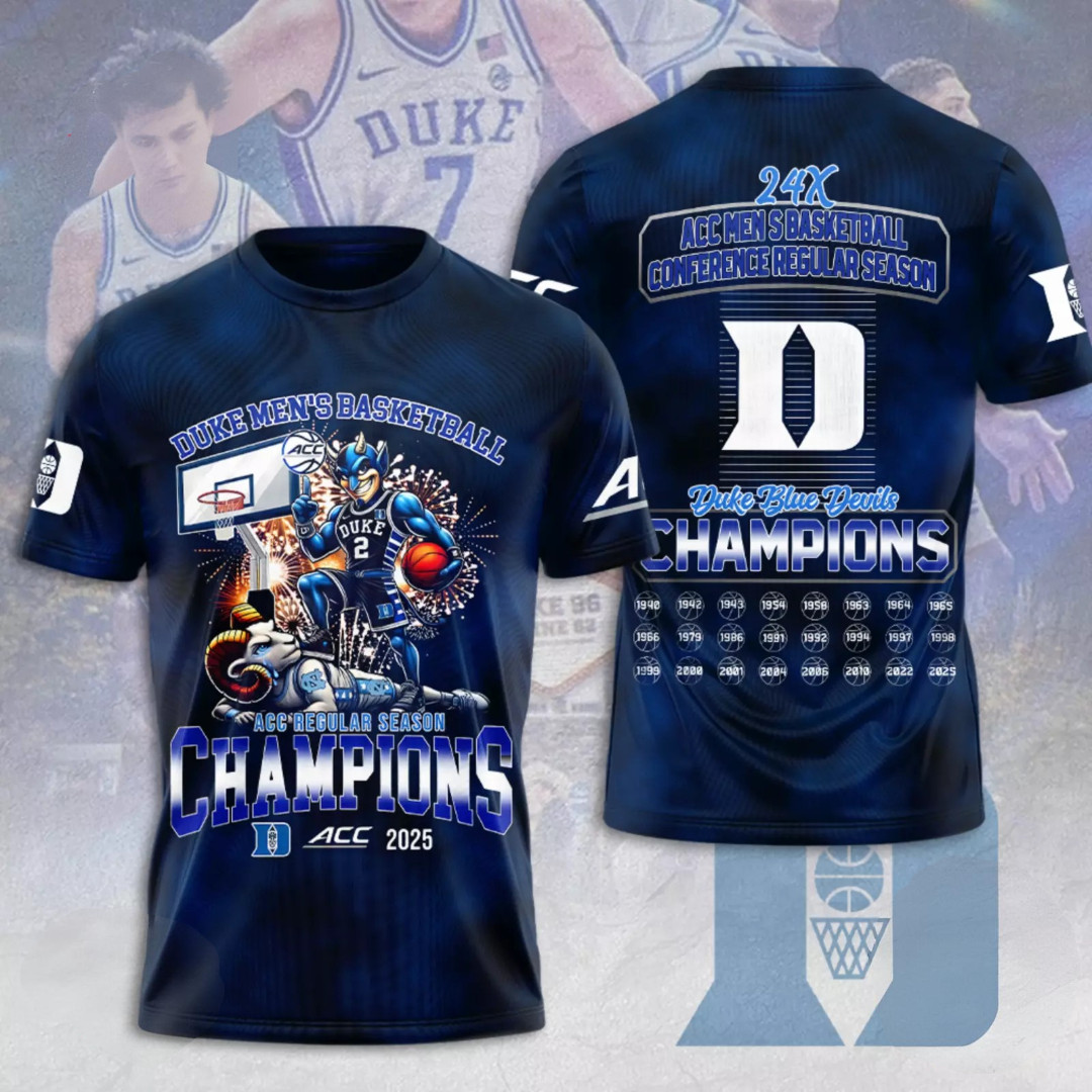 2025 Duke Blue Devil Men's Basketball 3D T Shirt Unique Gifts For Basketball Lovers