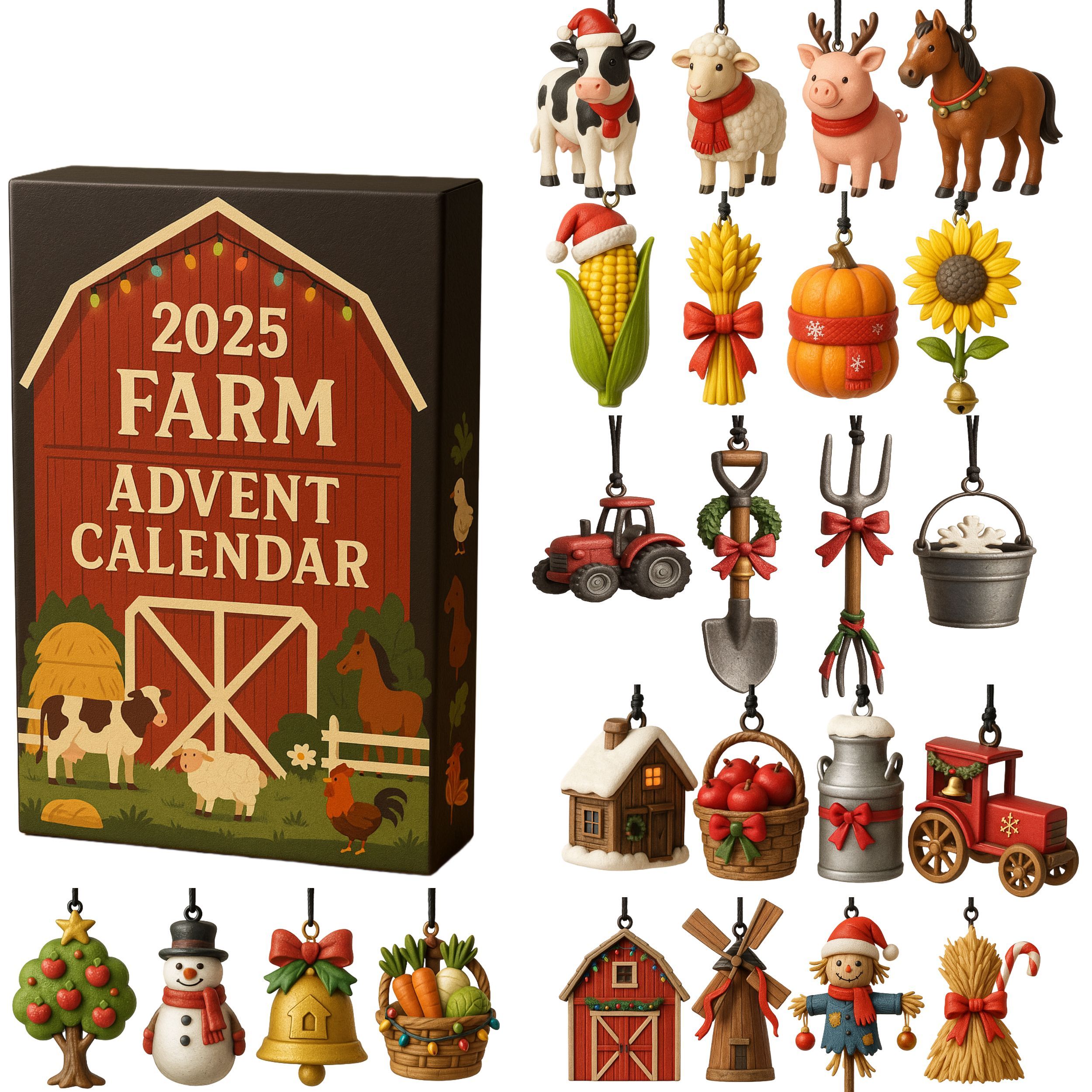 2025 Farm Advent Calendar Christmas Countdown Calendar Animal Lover Xmas Gifts