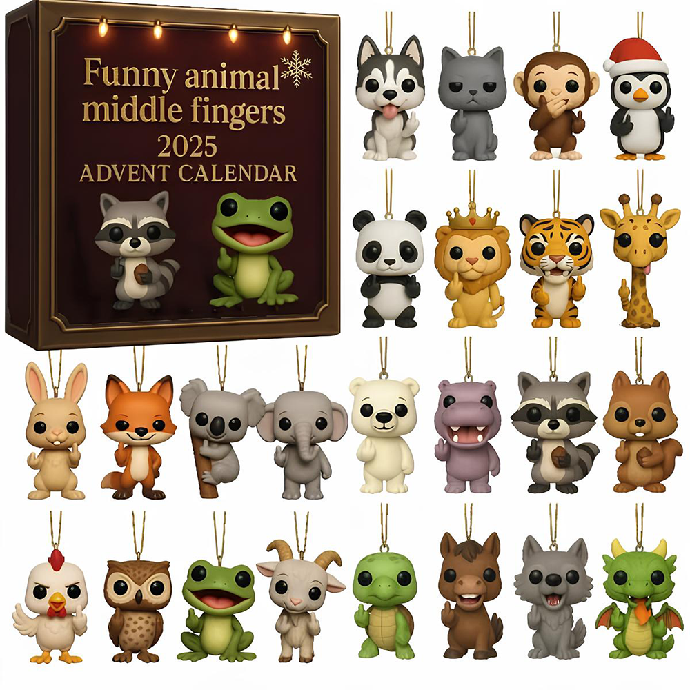 2025 Funny Animal Middle Fingers Advent Calendar Christmas Countdown Animal Lovers Presents