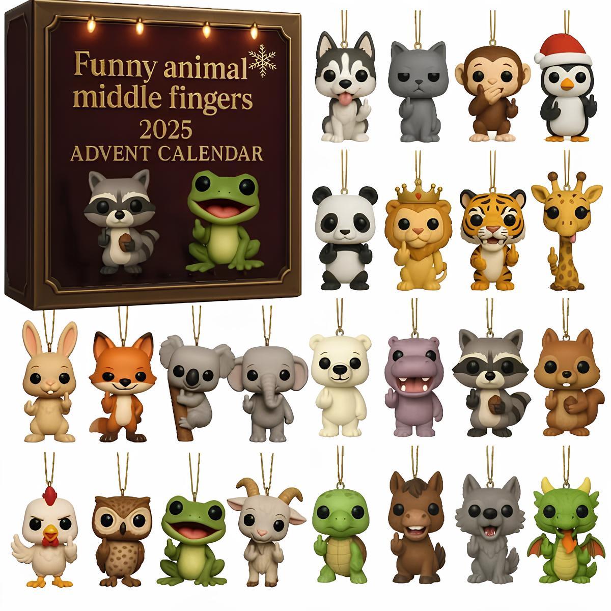 2025 Funny Animal Middle Fingers Advent Calendar Christmas Decor Xmas Gifts For Animal Lovers