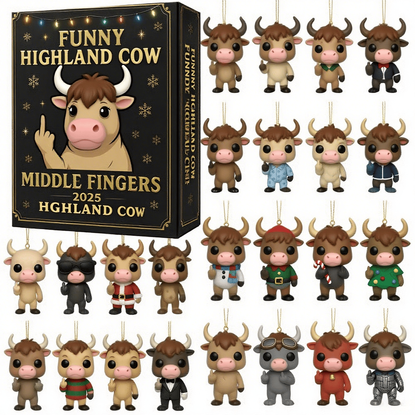 2025 Funny Highland Cow Advent Calendar Cow Themed Christmas Calendar Cow Lover Gifts