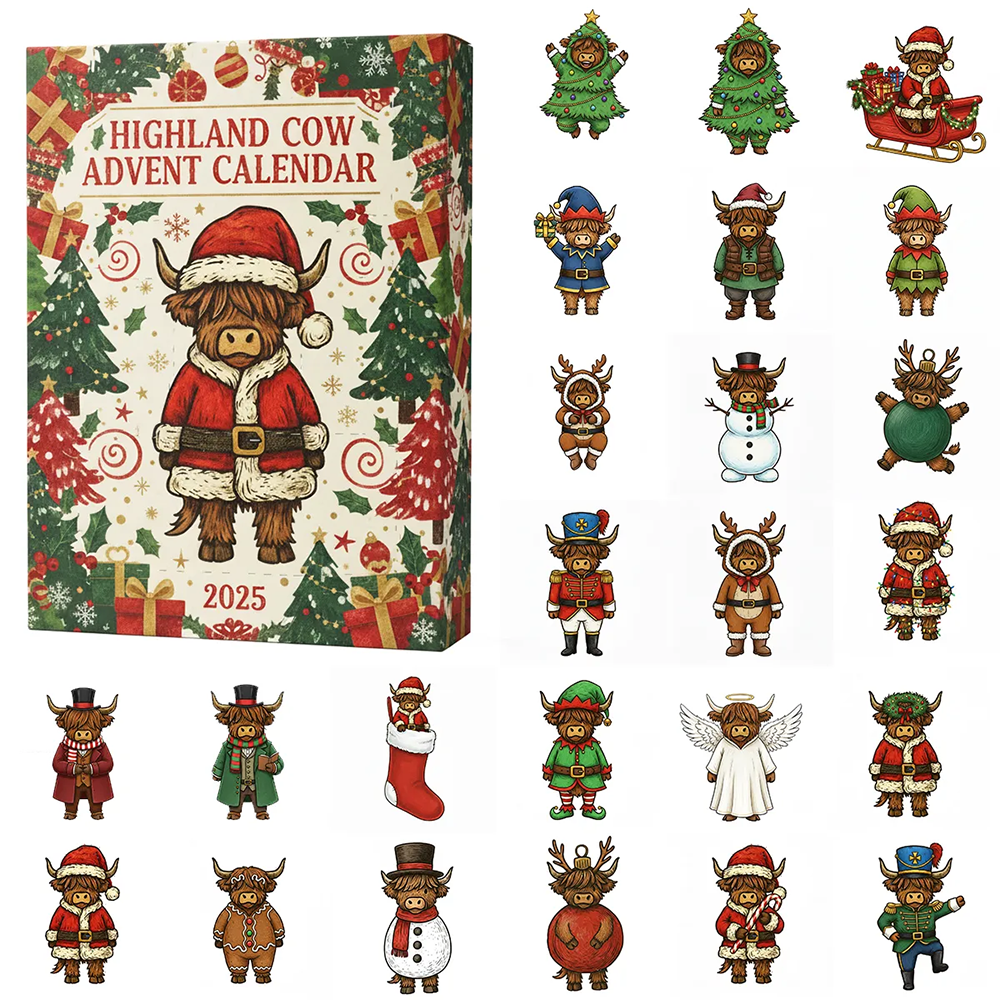 2025 Highland Cow Christmas Advent Calendar Christmas Countdown Calendar Cow Lover Gift Ideas