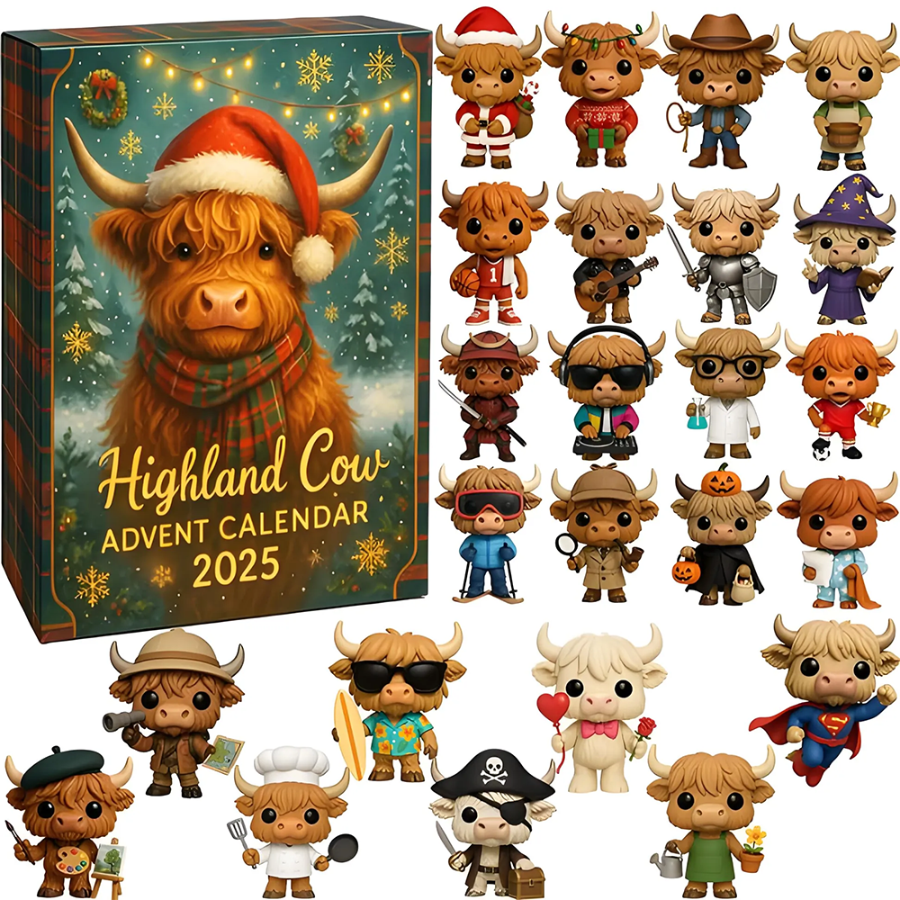 2025 Highland Cow Christmas Advent Calendar Christmas Countdown Unique Gifts For Cow Lovers
