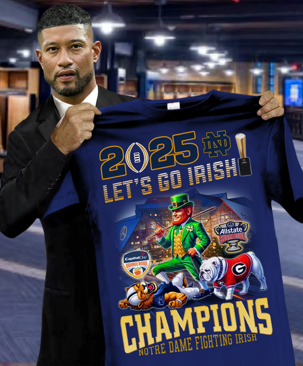 2025 Let'S Go Irish Champion Notre Dame Fighting Irish T-Shirt Gifts For Football Fans