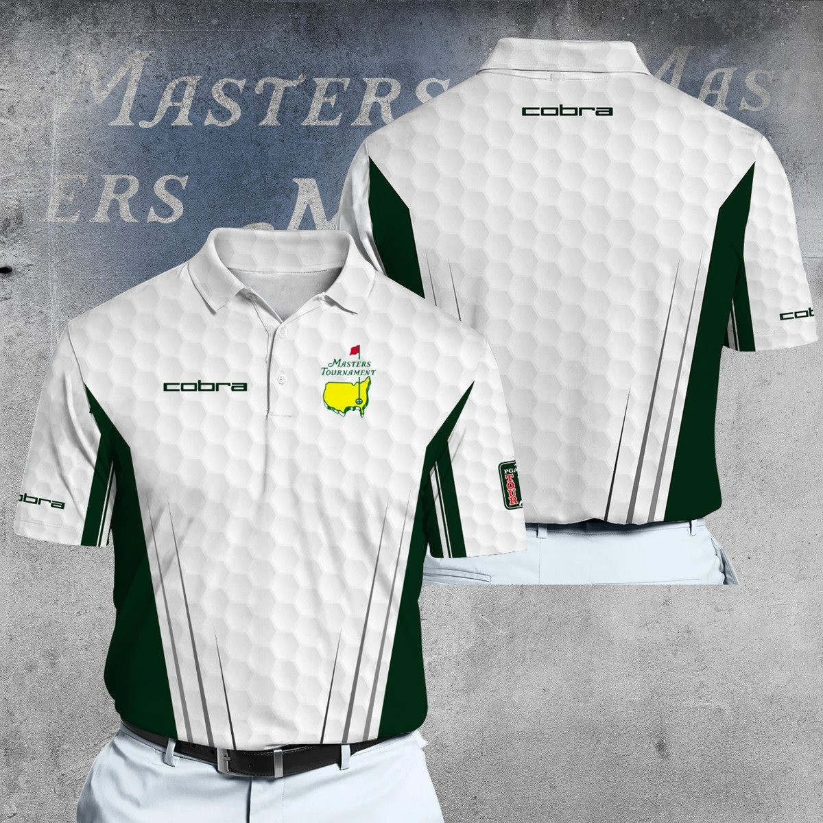 2025 Masters Tour White And Green Golf Pattern CB Men Polo Shirt Golf Gifts For Golfers