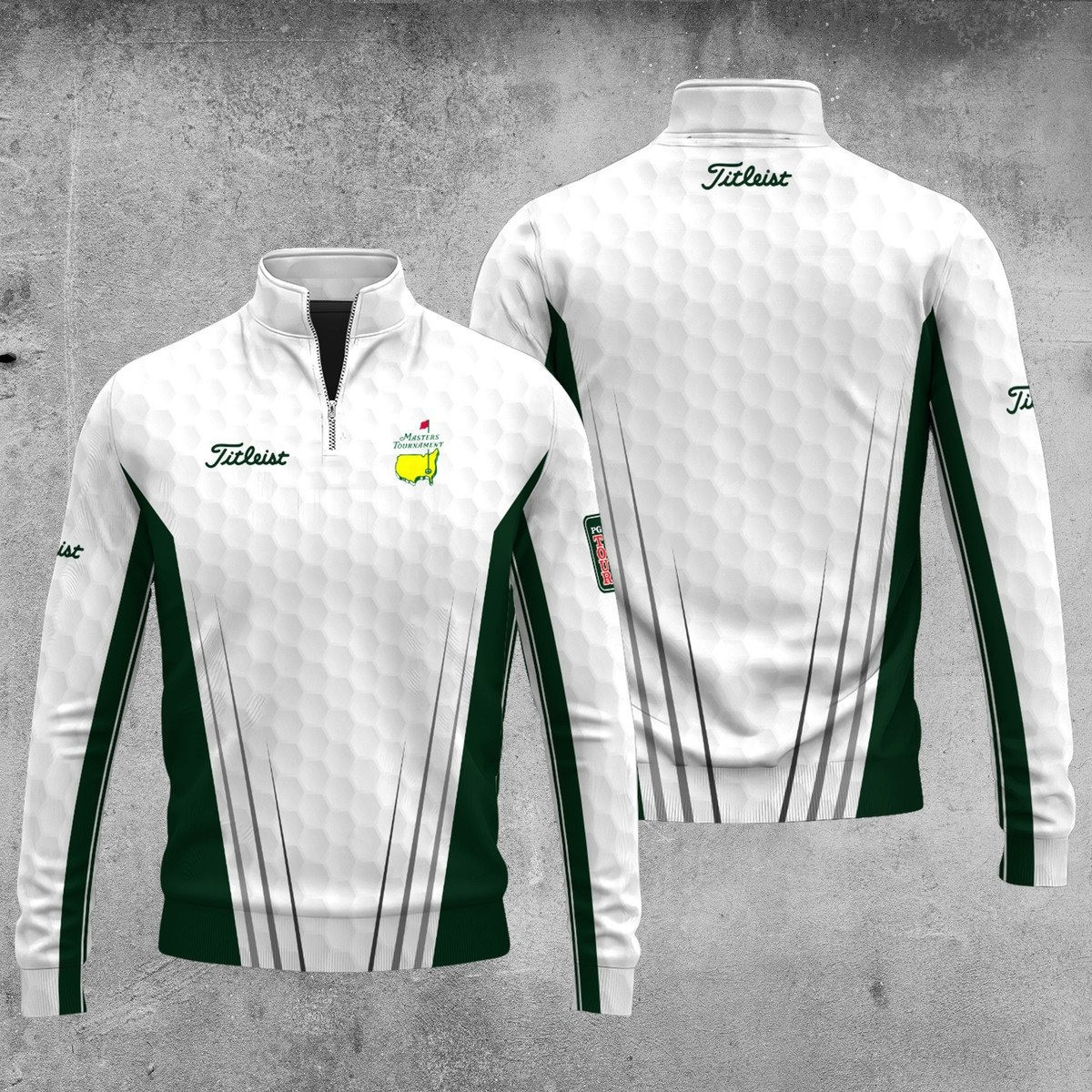 2025 Masters Tour White And Green Golf Pattern Men Quarter-Zip Pullover Golf Gifts For Golfers