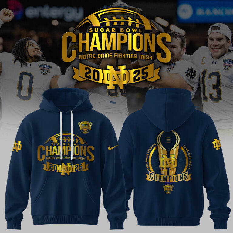 2025 Notre Dame Football Sugar Bowl Champions Hoodie Basketball Fan Gift Ideas