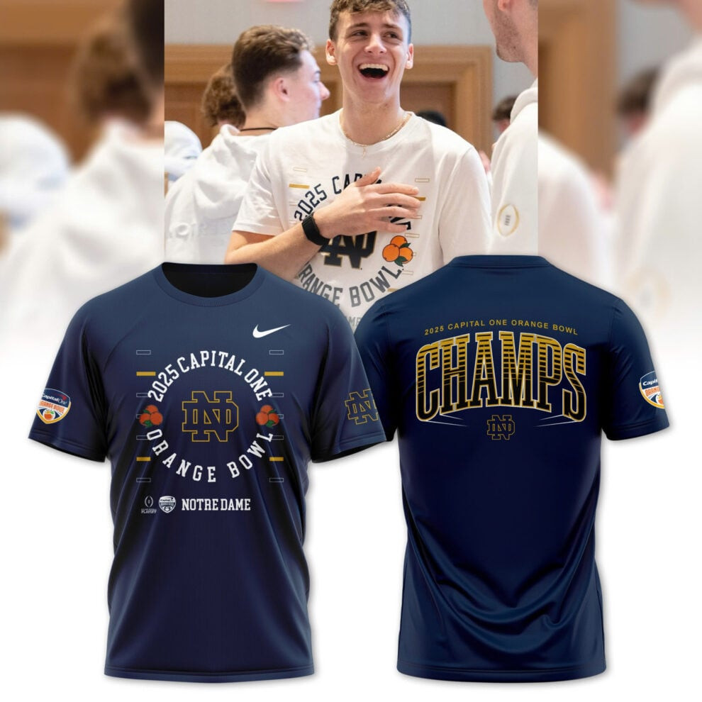 2025 Orange Bowl Champions Notre Dame Fighting Irish Football T-Shirt Good Gifts For Basketball Lovers