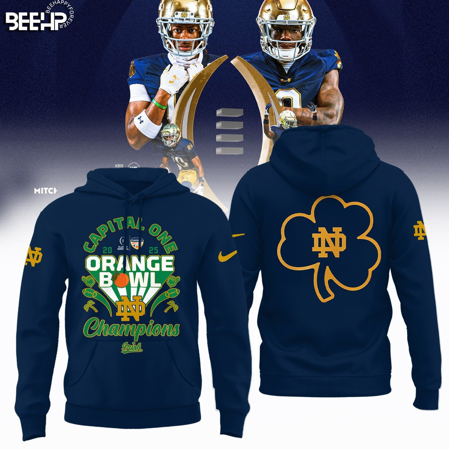 2025 Orange Bowl Champions Notre Dame Fighting Irish Hoodie Gifts For Football Fans