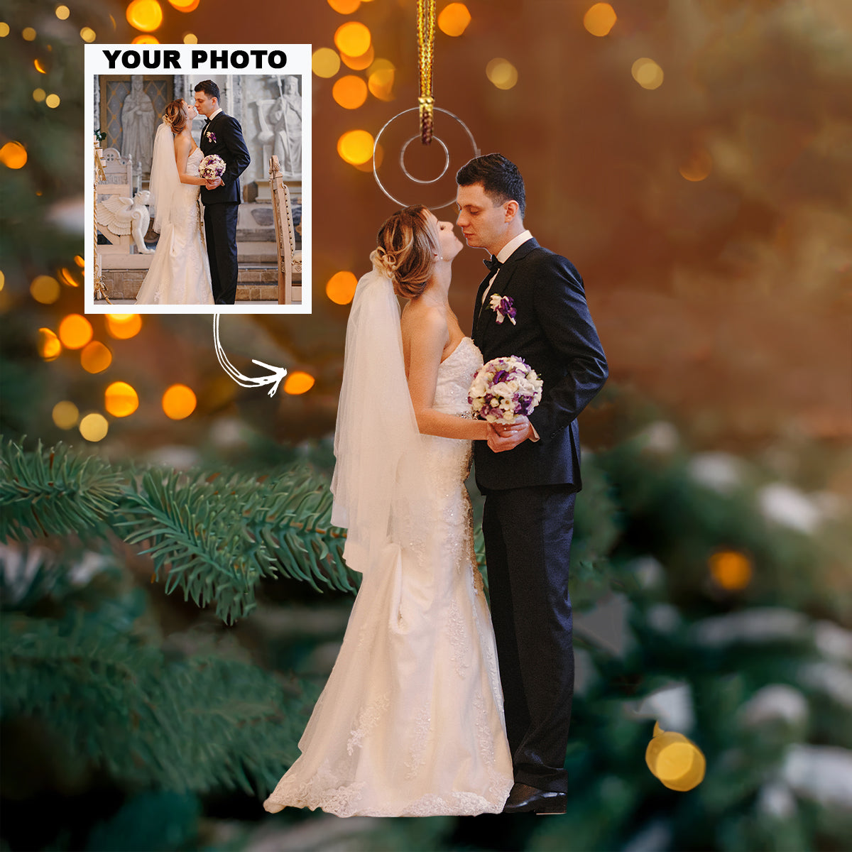 2025 Our Wedding Personalized Custom Photo Mica Ornament Christmas Gift For Couple Family