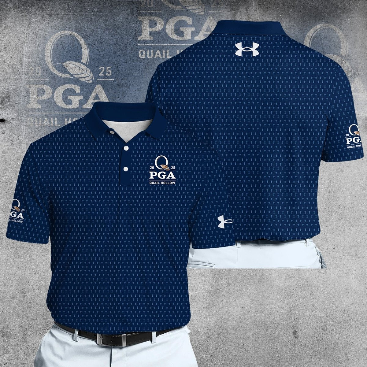 2025 PGA QUAIL HOLLOW Blue UA V2 Men Polo Shirt PGA Merch Golf Gifts For Golfers