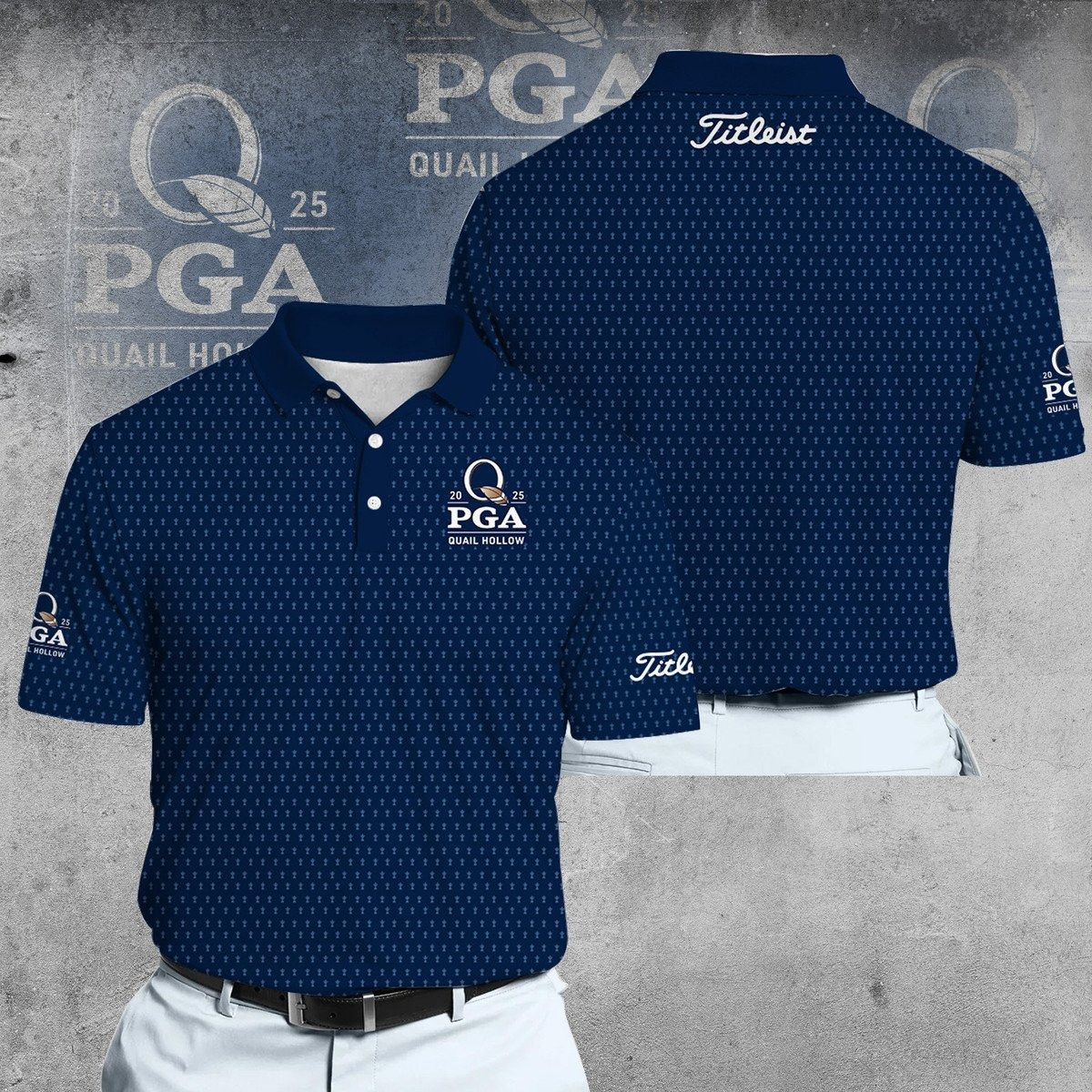 2025 PGA QUAIL HOLLOW Blue V2 Men Polo Shirt PGA Merch Golf Gifts For Golfers