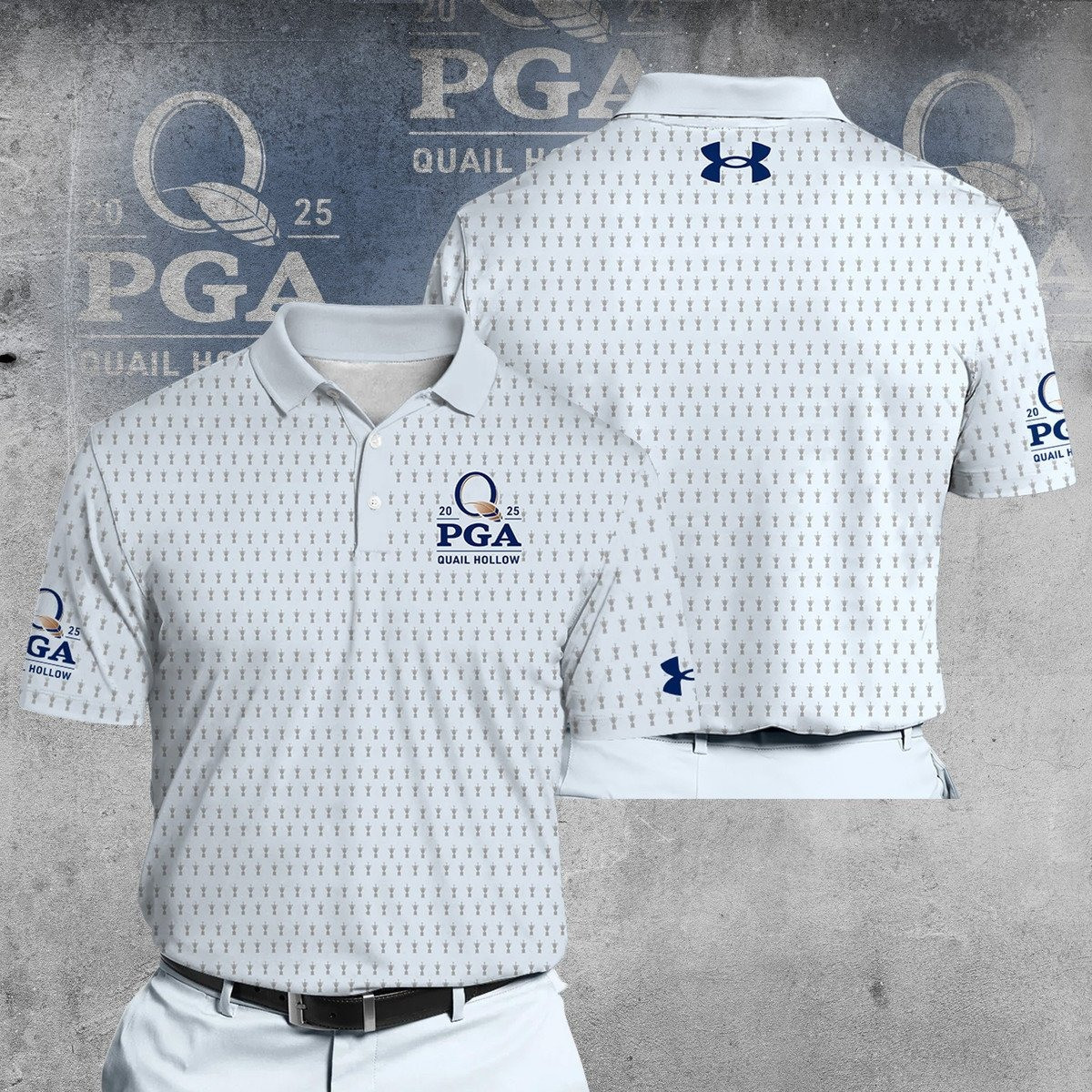 2025 PGA Quail Hollow Light Blue V2 UA Men Polo Shirt PGA Merch Golf Gifts For Golfers