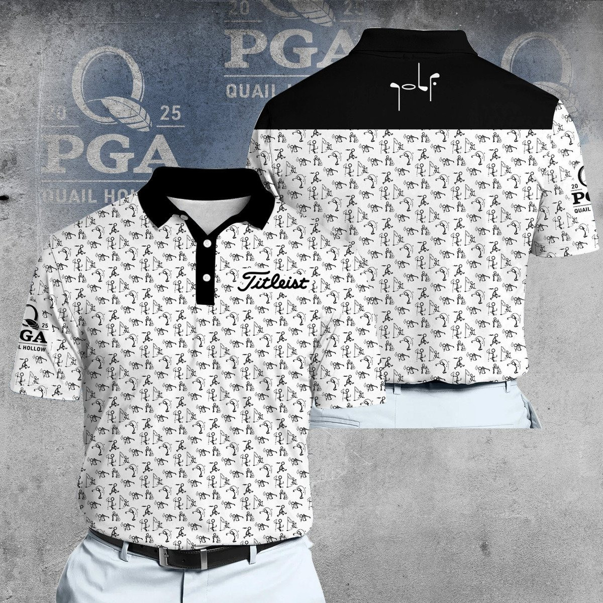 2025 PGA Stickfigures White Men Polo Shirt Golf Gifts For Golfers