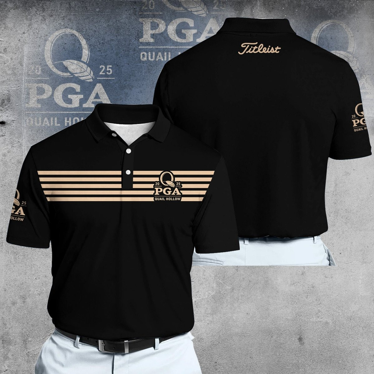 2025 PGA Tour Black Dynamic Microfiber Men Polo Shirt Golf Gifts For Golfers