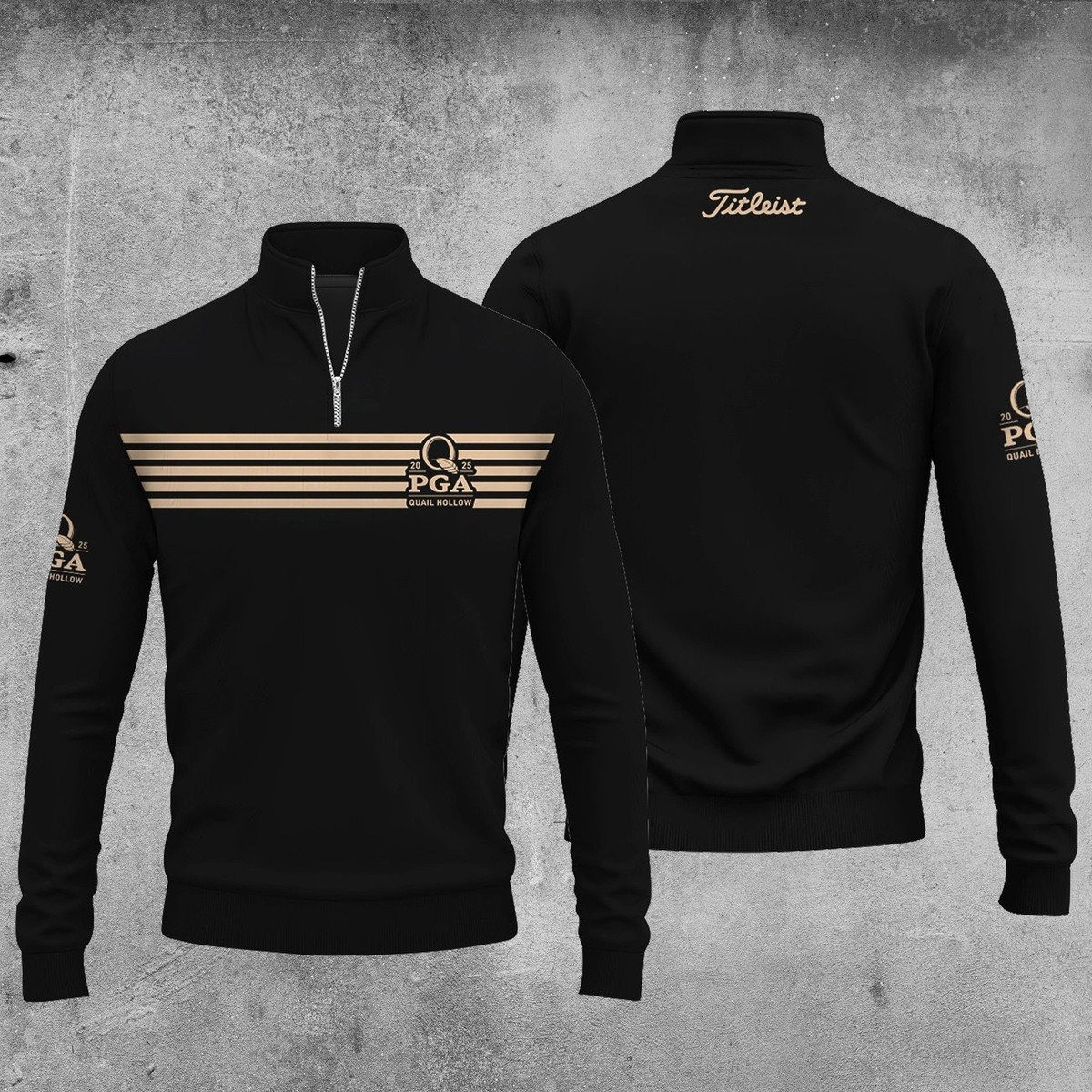2025 PGA Tour Black Quarter-Zip Pullover Golf Gifts For Golfers