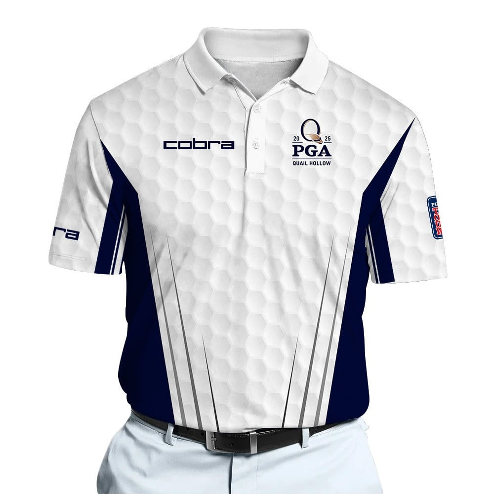 2025 PGA Tour White And Blue Golf Pattern Dynamic Microfiber CB Men Polo Shirt PGA Merch Gifts For Male Golfers
