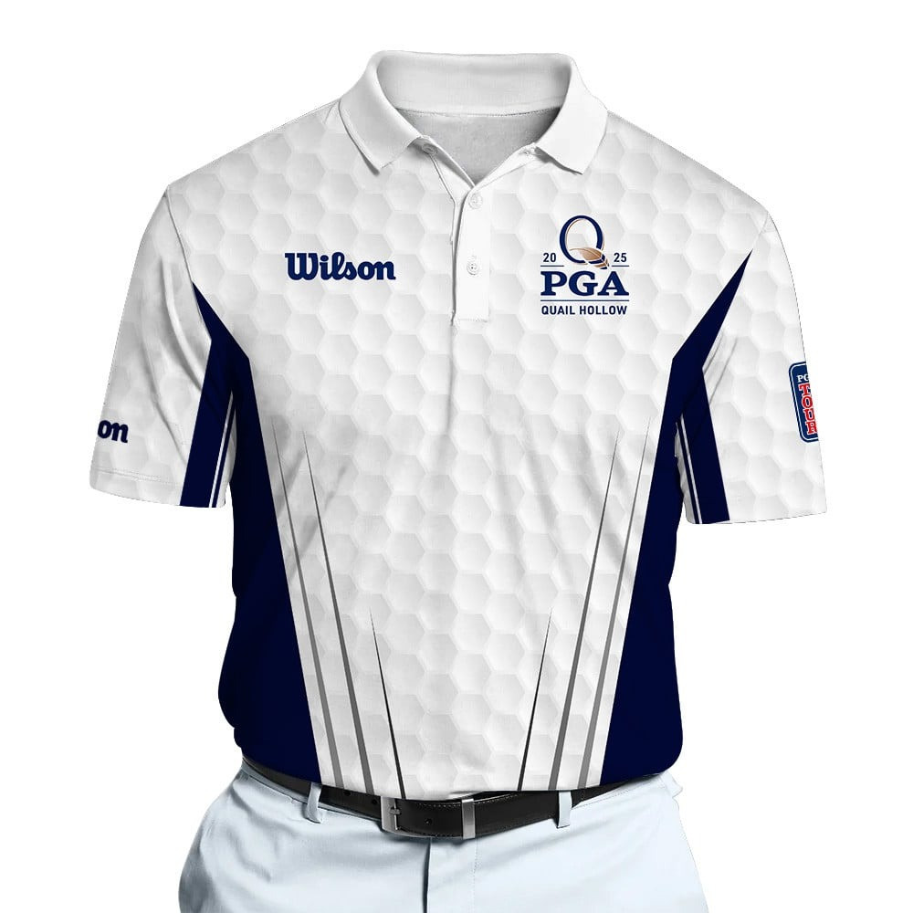 2025 PGA Tour White And Blue Golf Pattern Dynamic Microfiber WS Men Polo Shirt Golf Gifts For Golfers