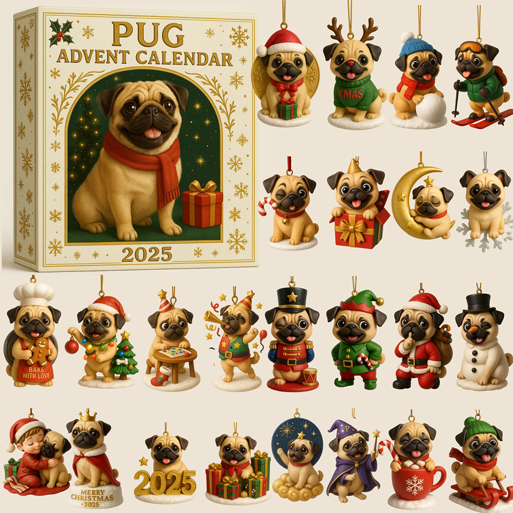 2025 Pug Advent Calendar Christmas Countdown Christmas Gifts For Pug Lovers