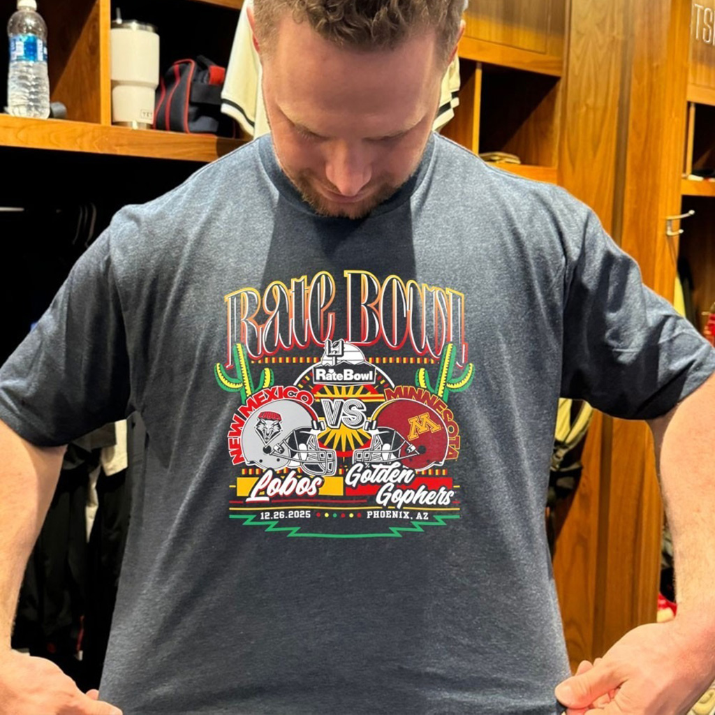 2025 Rate Bowl New Mexico Lobos Vs Minnesota Golden Gophers Matchup Helmet T Shirt