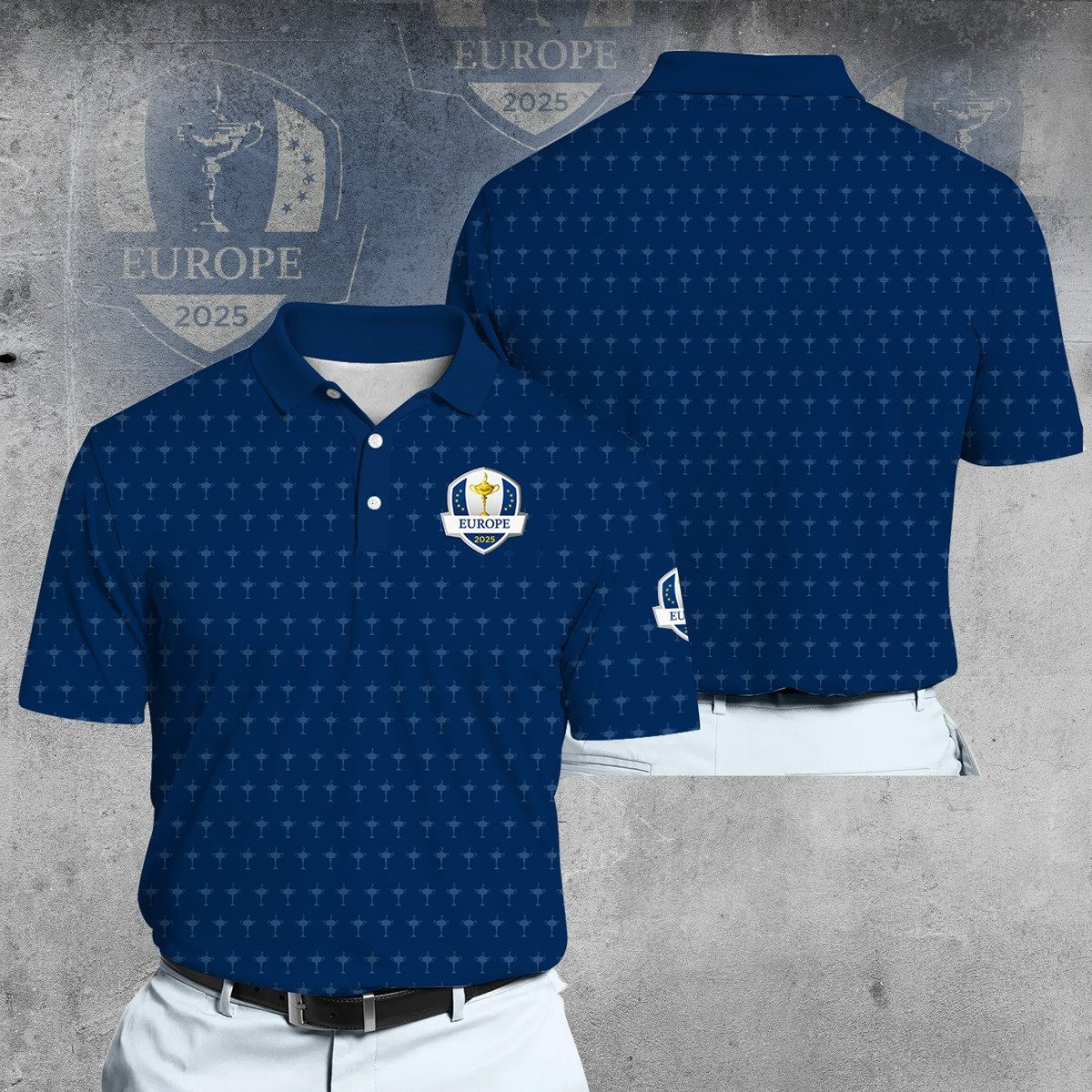 2025 Ryder Cup EU Team Blue V3 Men Polo Shirt Ryder Cup Merch Golf Gifts For Golfers