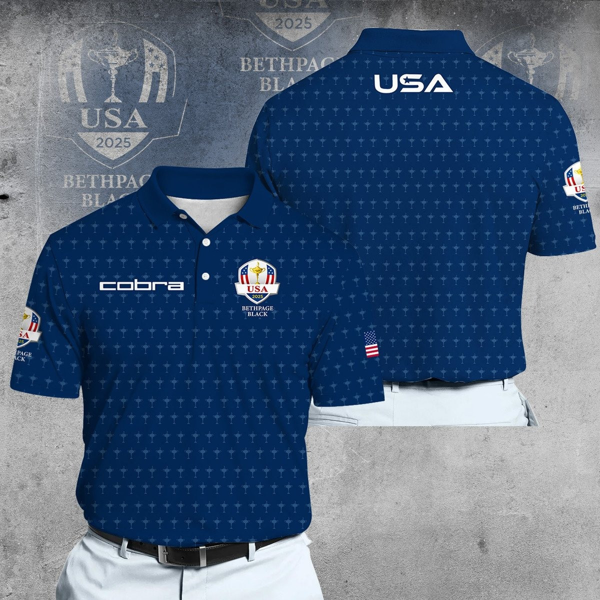 2025 Ryder Cup USA Team Blue V3 Dynamic Microfiber CB Men Polo Shirt Ryder Cup Merch Golf Gifts For Golfers