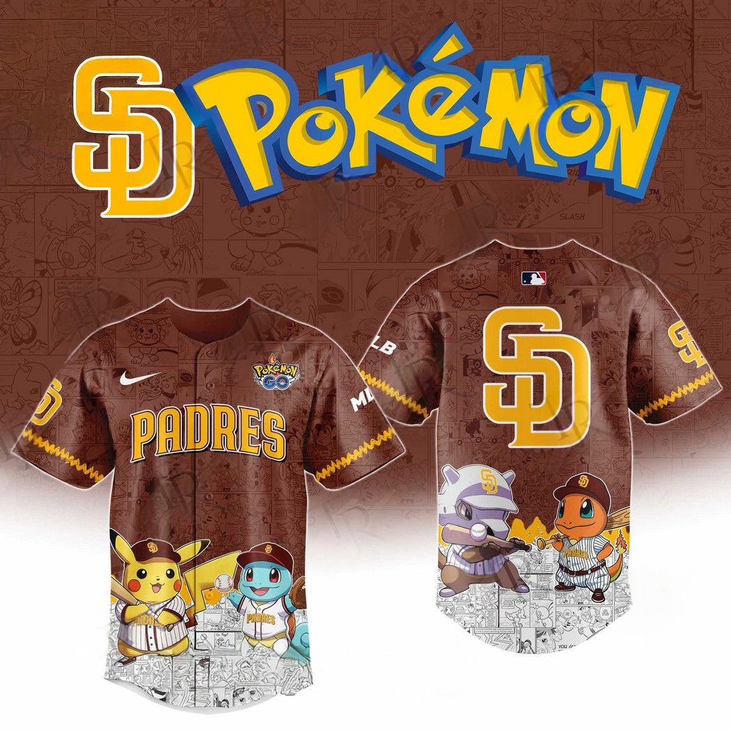 2025 San Diego Padres Pokemon Go Special Edition Baseball Jersey Baseball Coach Gift Ideas