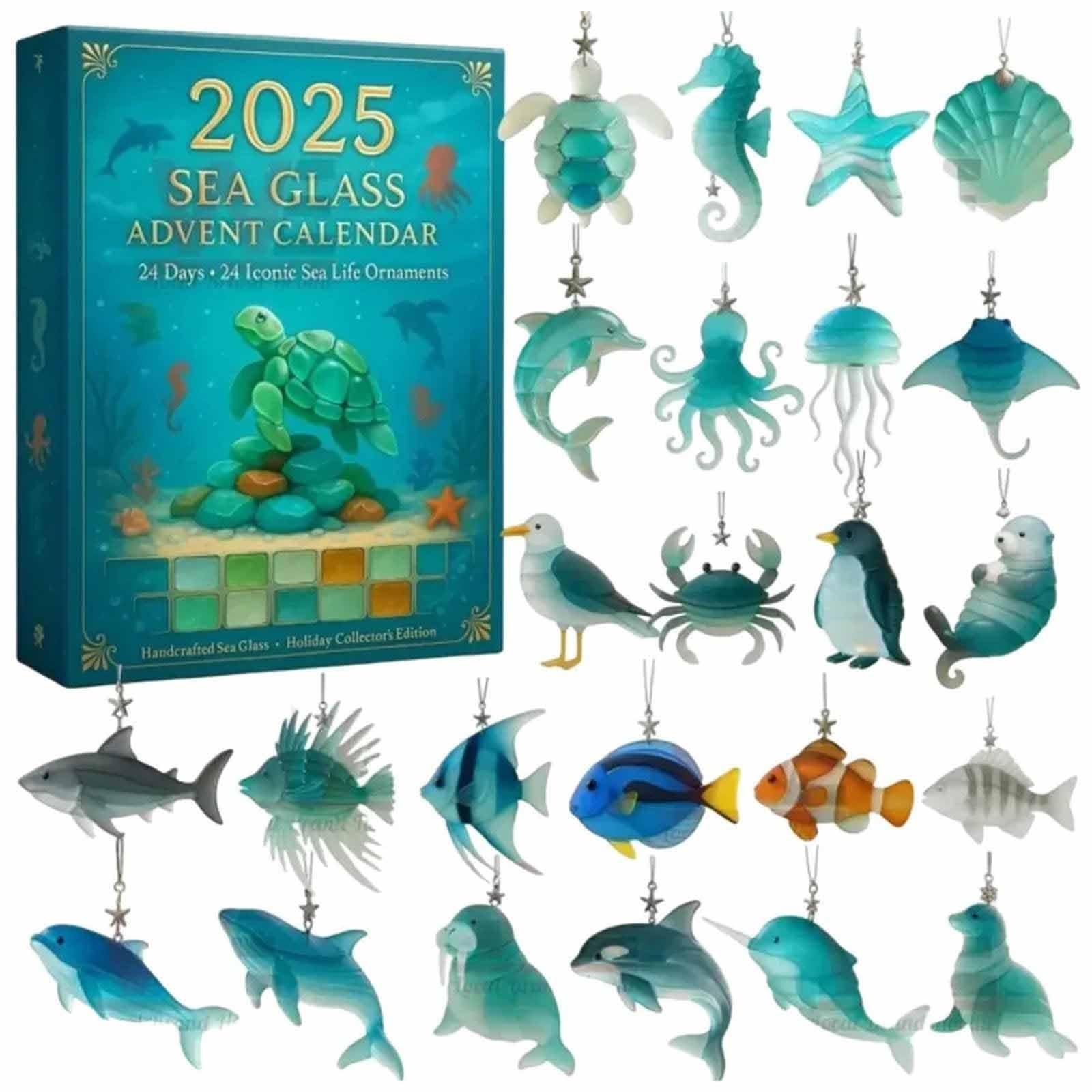 2025 Sea Glass Advent Calendar Holiday Countdown Calendar Ocean Themed Christmas Gifts