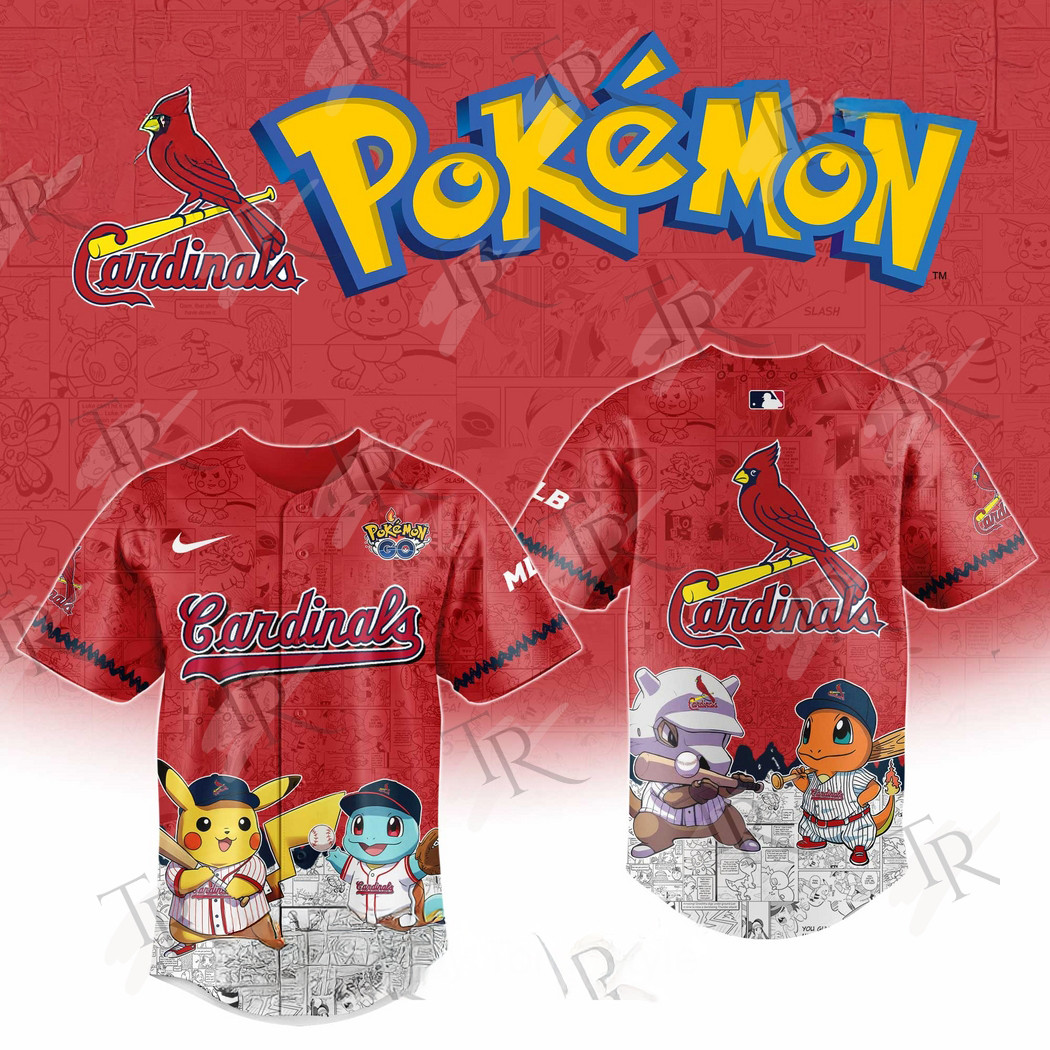 2025 St Louis Cardinals Pokemon Go Special Edition Baseball Jersey Baseball Father's Day Gifts
