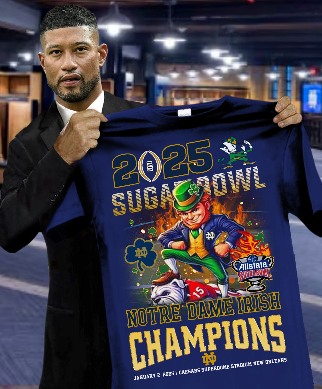 2025 Sugar Bowl Notre Dame Irish Champions T-Shirt Gift Ideas For Football Lovers