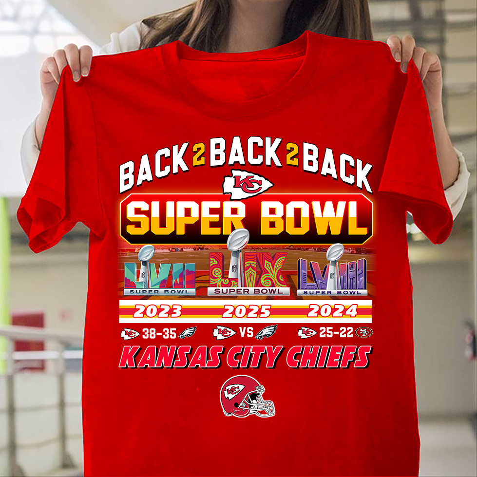 2025 Super Bowl Back 2 Back 2 Back Kansas City Chiefs T-Shirt Gifts For Football Fans