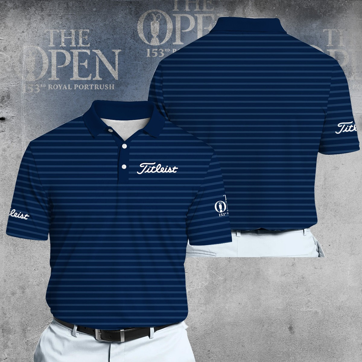 2025 The Open Horizontal Striped Blue Dynamic Microfiber Men Polo Shirt Golf Gifts For Golfers