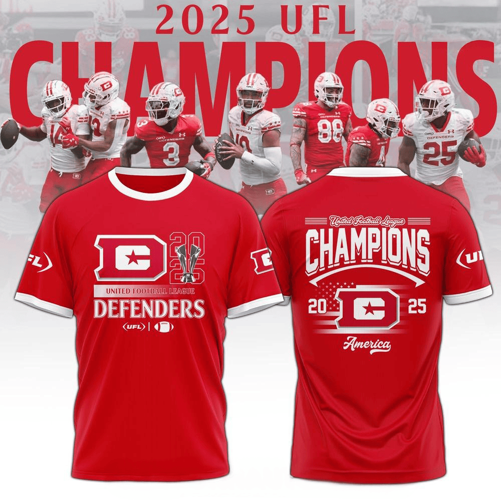2025 UFL Champions DC Defenders Commemorative T-Shirt Gift Ideas For Football Lovers