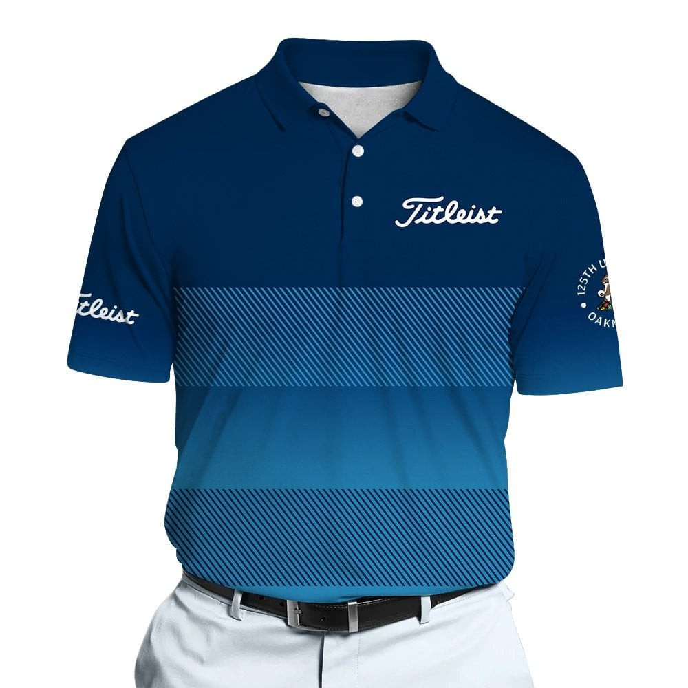 2025 US Open Sports Polo Shirt Dark Blue Gradient Stripes Pattern Dynamic Microfiber Men Polo Shirt Gifts For Male Golfers