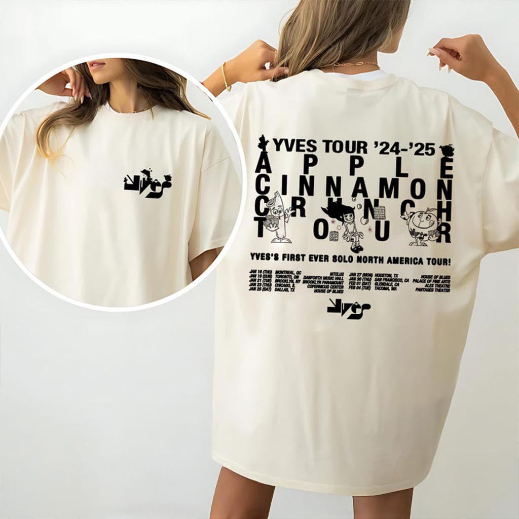 2025 Yves Apple Cinnamon Crunch Tour T-Shirt Yves World Tour Shirt Yves In US Shirt Fan Merch 2025 Yves Apple Cinnamon Crunch Tour T-Shirt Yves World Tour Shirt Yves In US Shirt Fan Merch