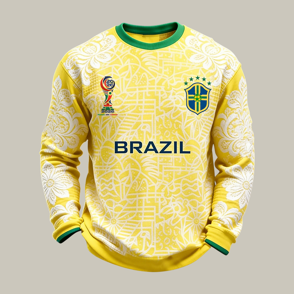 2026 FIFA World Cup Brazil Long Sleeve Shirt Soccer Apparel Game Day Fan Gear For Dad