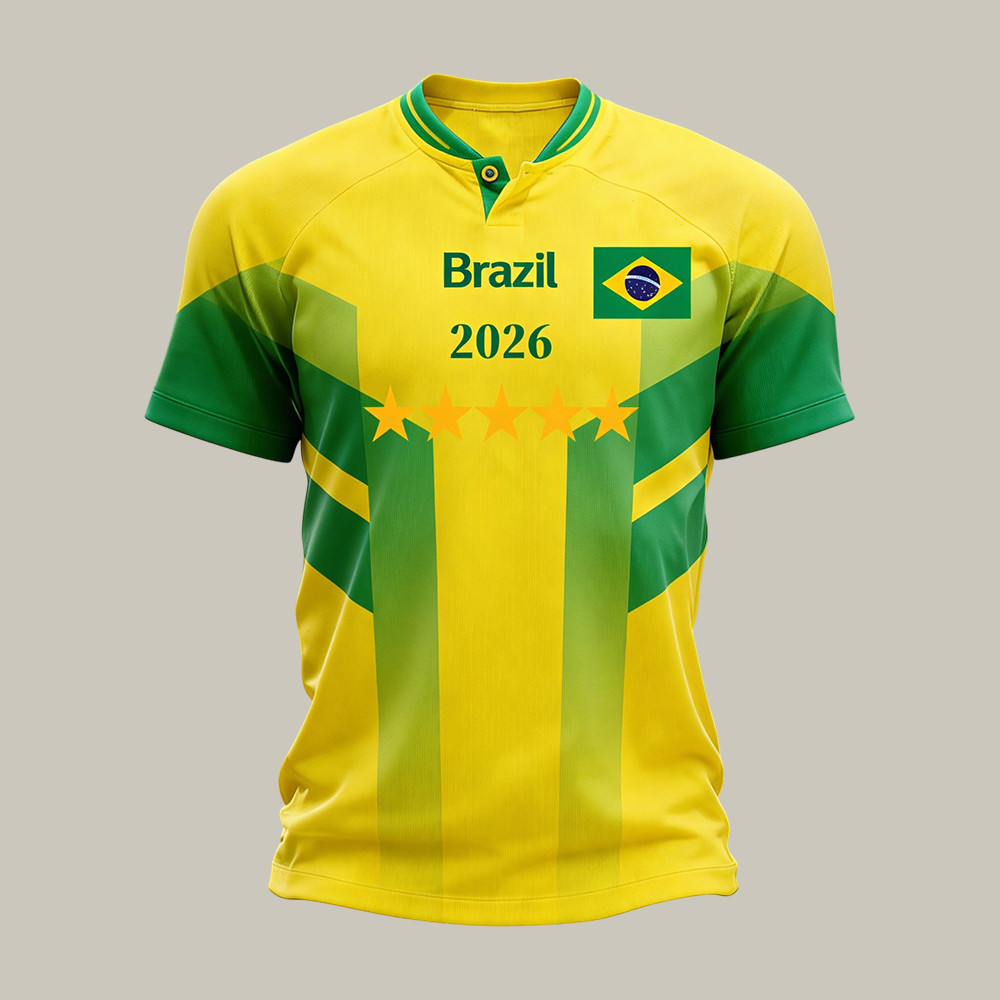2026 FIFA World Cup Brazil Team 2026 Button Shirt 2026 FIFA World Cup Clothes Gift Idea For Men
