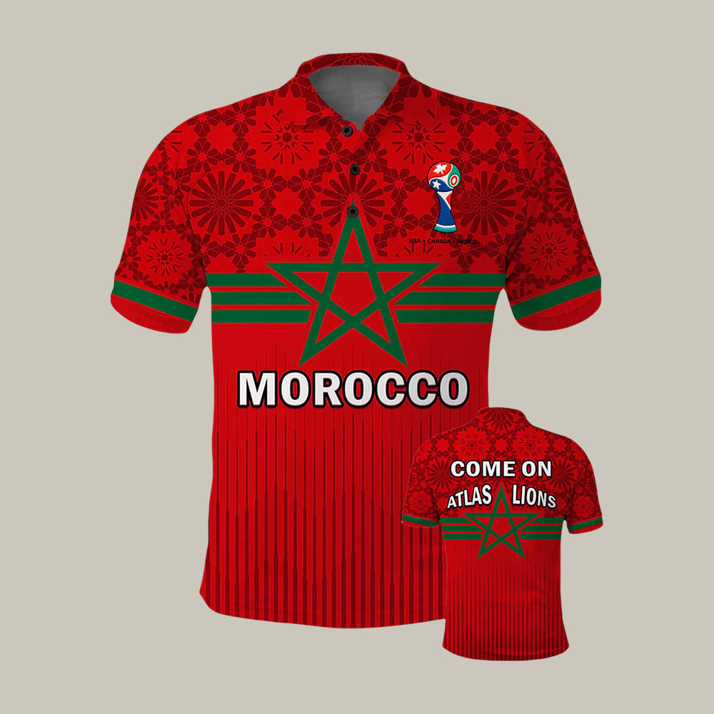 2026 FIFA World Cup Morocco Come On Atlas Lions Polo Shirt 2026 FIFA World Cup Merch