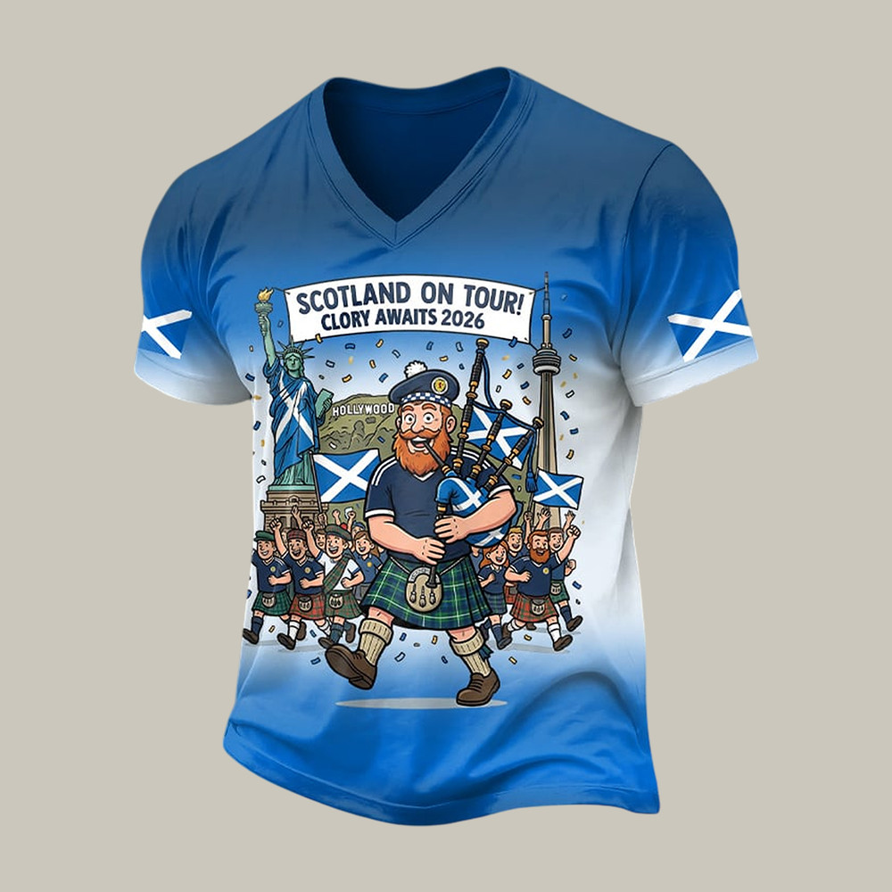 2026 FIFA World Cup Scotland Team V-Neck Shirt Scotland On Tour Shirt Soccer Lover Gift