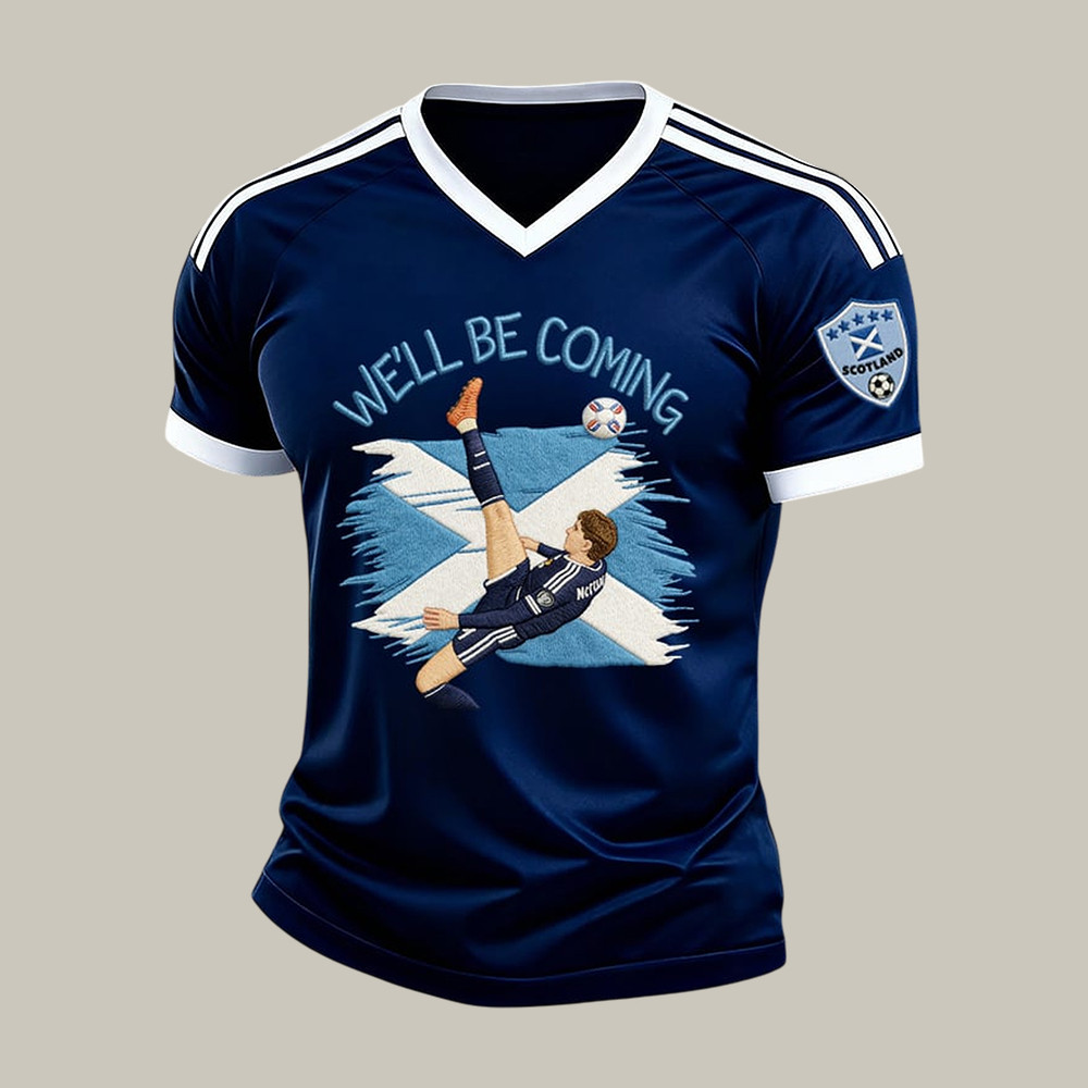 2026 FIFA World Cup Scotland We'll Be Coming V-Neck Shirt 2026 FIFA World Cup Merch Best Fan Gear