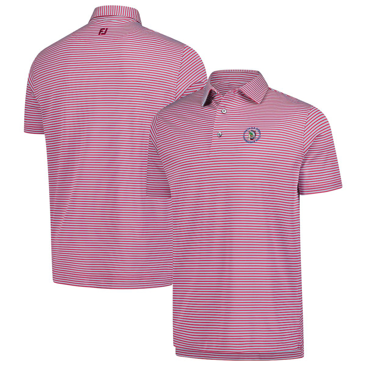 2026 US Open FootJoy Red Multistripe Stretch Golf Polo Shirt 126Th Shinnecock Hills Merch Golf Gift
