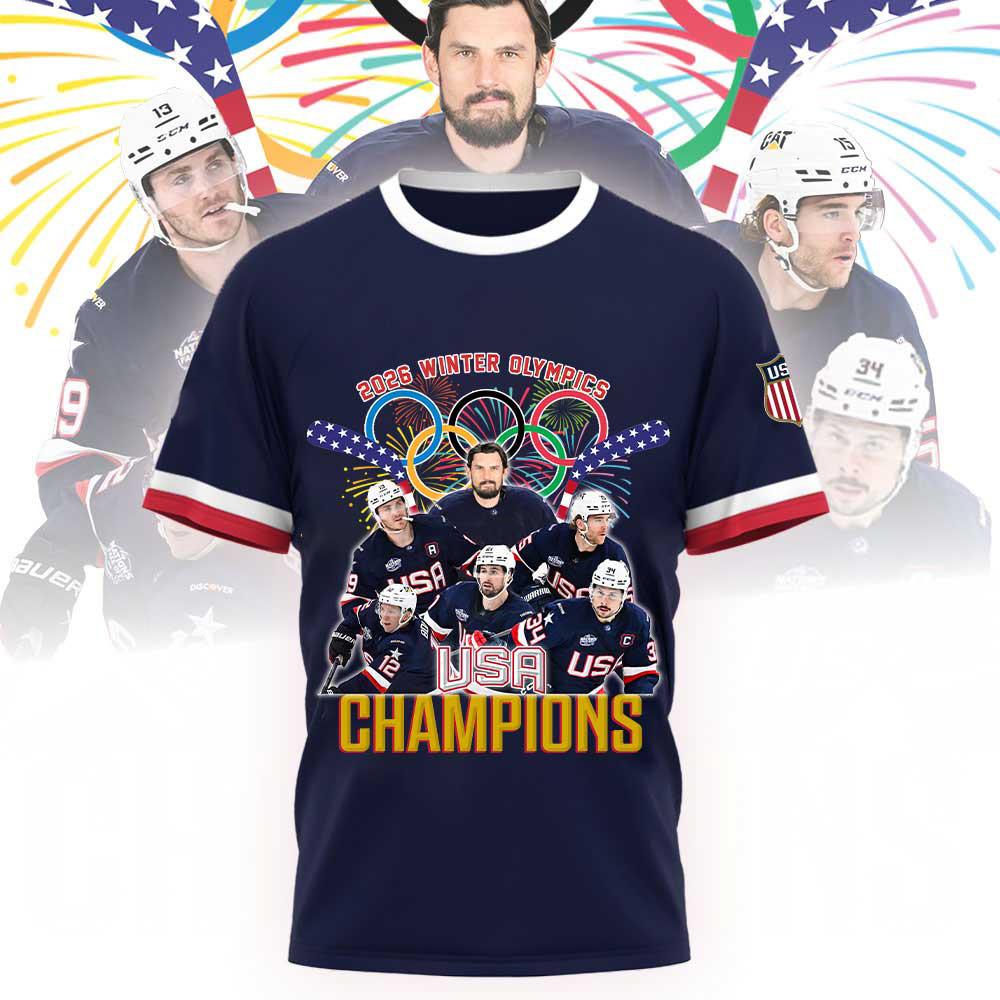 2026 Winter Olympic Winter USA Hockey Champions T-Shirt Team USA Hockey Clothes Fan Gift