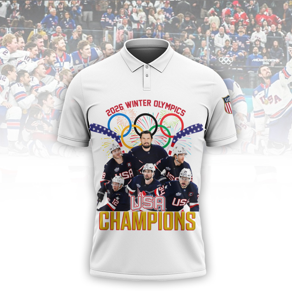 2026 Winter Olympics USA Champions Polo Shirt Team USA Hockey Merch Olympics Cool Gift For Fan