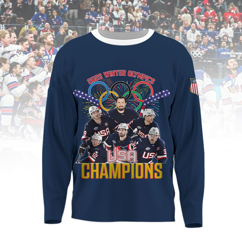 2026 Winter Olympics USA Champions Sweatshirt USA Hockey Gold Medal Apparel Fan Gift