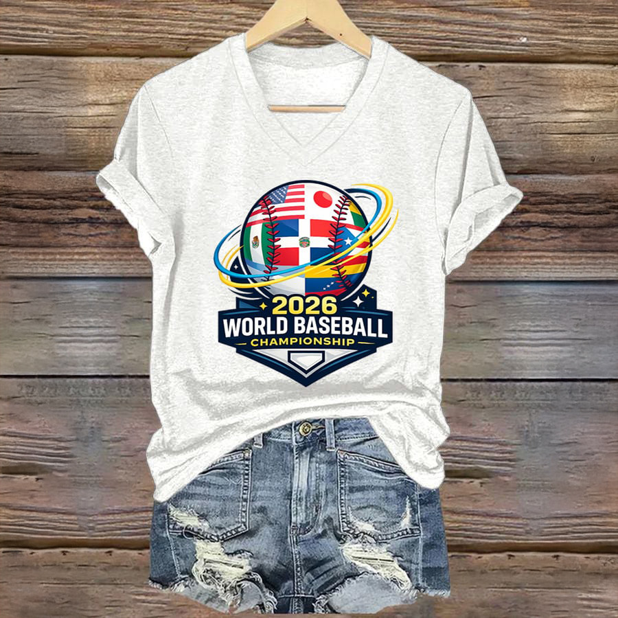 2026 World Baseball Championship V-Neck Shirt Game Day Baseball Clothes Cool Gift For Fans